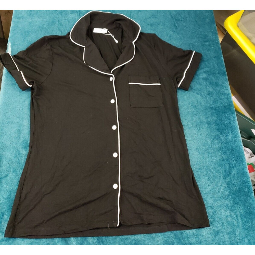 Lalala Womens Black Short Sleeve Pajama Top Size Medium Ladies Viscose NWOT